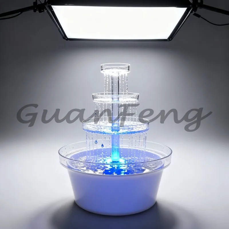 Wedding Party Dessert Display, 4-Layer Acrylic Cake Stand with LED Lights and Built-in Fountain