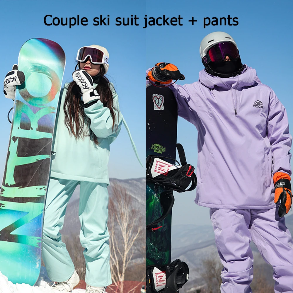 Ski Suit Women Winter Waterproof  bunny hooded Windproof Raincoat Snow Pants Outdoor Snowboard Wear Set Female Skiing Overalls