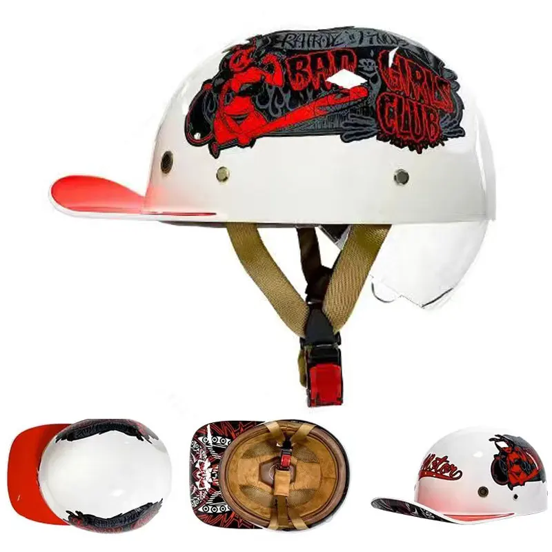 

Retro Motorcycle Helmet Men Women Baseball Cap Half Helmet Riding Racing Motocross Helmet DOT Approved Skateboard Half Face Helm