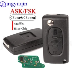 Jingyuqin 3 Buttons Remote Key For Peugeot 207 307 407 308 408 For Citroen Fob 434MHZ ID46 Chip CE0536 CE0523 ASK/FSK HU83/VA2