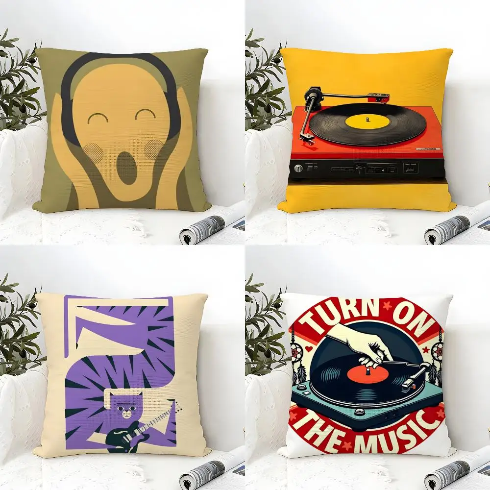 

Простая стильная наволочка с музыкальным дизайном, из хлопка и льна, квадратная, на молнии, для декора дома и гостиной