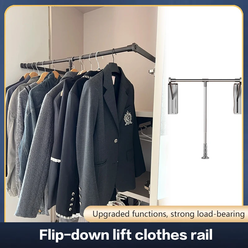 

Damping Retractable Pull-down Clothes Rail Household Cloakroom Clothes Rack Cabinet Buffer Lift Clothes Hanger