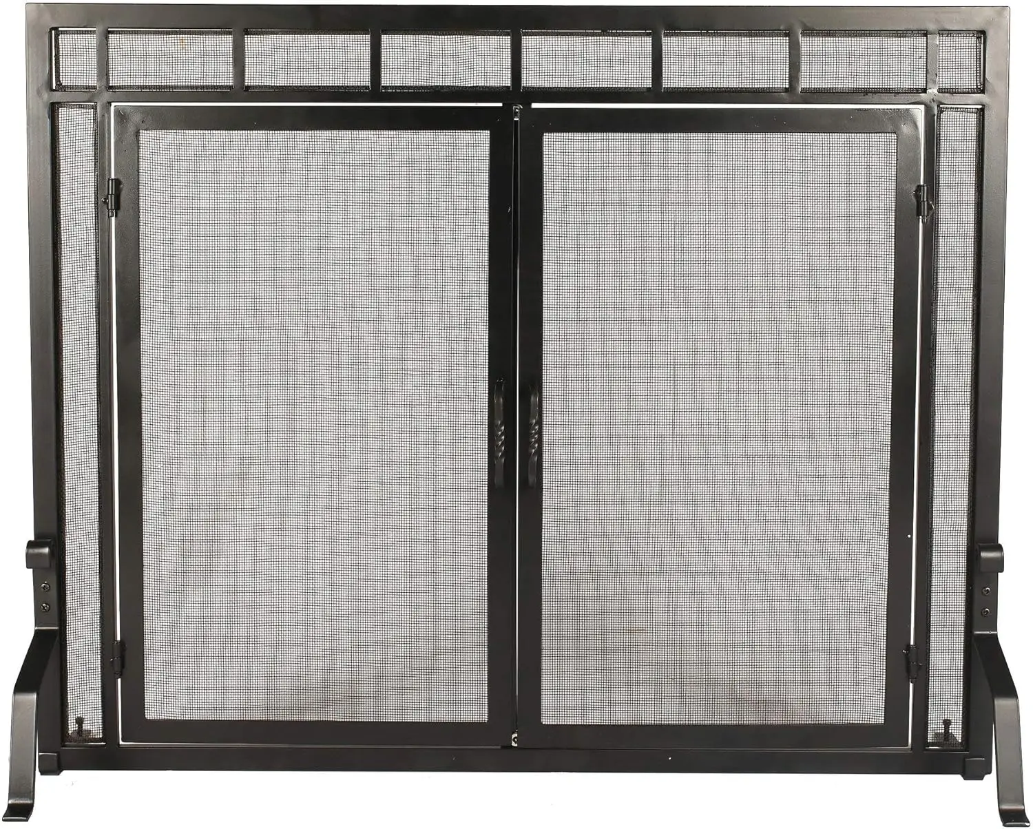

Fireplace Screen Ornate Wrought Iron Black Metal Fire Place Standing Gate, 31"(H) X 39"(W)