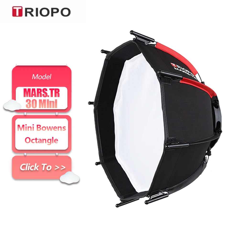 

TRIOPO MARS.TR 30 Mini Octagonal Quick Release Softbox with Mini Bowens Mount Compatible with Godox ML60 ML100 AD300Pro