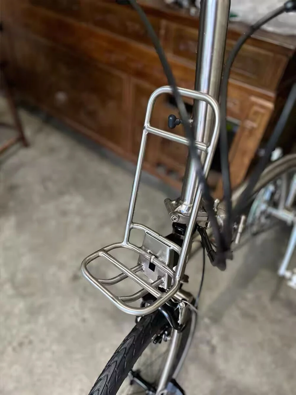 Chooee rack de bolsa frontal de liga de titânio para bicicletas Brompton, rack de bagagem dianteiro de bicicleta leve, acessório de bicicleta dobrável