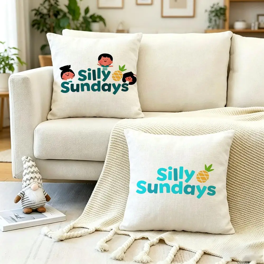 Anime S-Silly S-Sundays-S Cushion Cover Anti-dustmite Pillowcase Invisible zipper silky short plush Sofa cushion cover