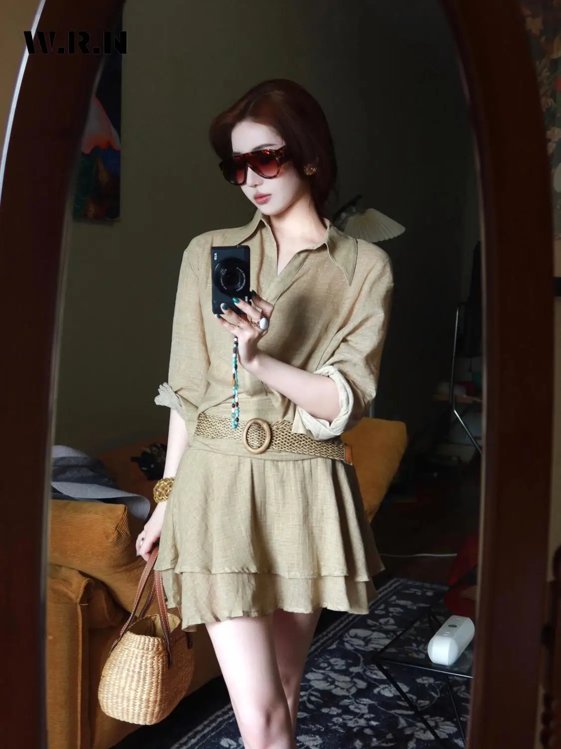 빈티지 긴 소매 턴 다운 칼라 기본 미니 셔츠 드레스 여성의 우아한 클래식 오피스 레이디 솔리드 a 라인 블라우스 드레스