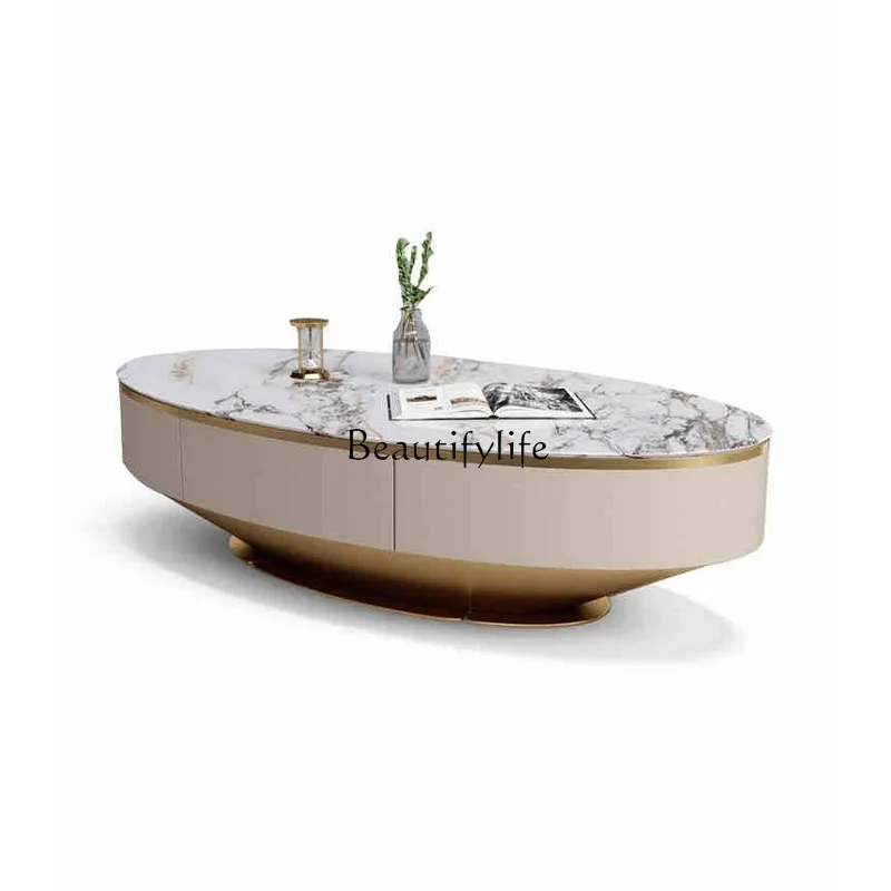 

FG40Italian light luxury rock slab coffee table