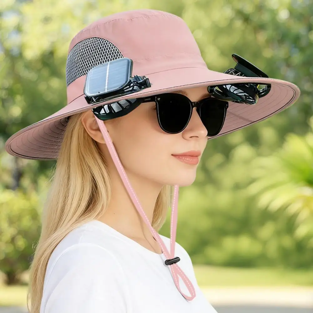 Unisex Solar Hat with Fan Outdoor Fishing Hat with Fan Solar Rechargeable Fisherman Hat with Dual Fans Upf 50 Wide for Fishing