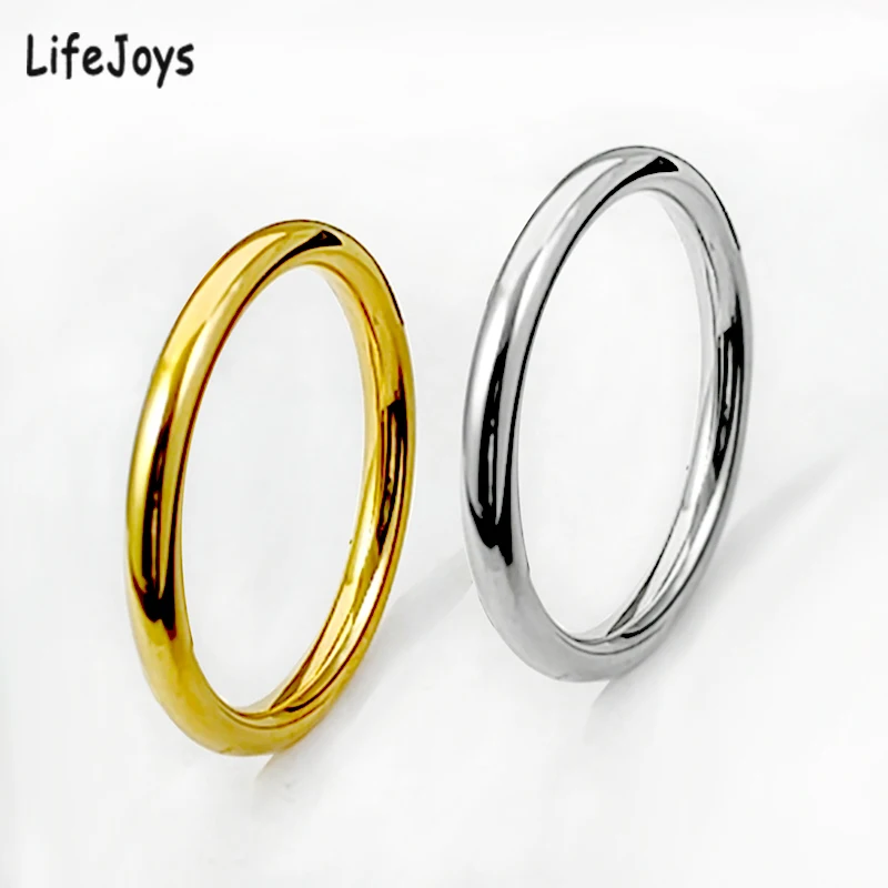 Rounded Thin Rings Gold for women stainless steel 1.5/2.5/2mm Silver Color Stackable Circle minimalist Jewelry Size 5 6 7 8 9 10