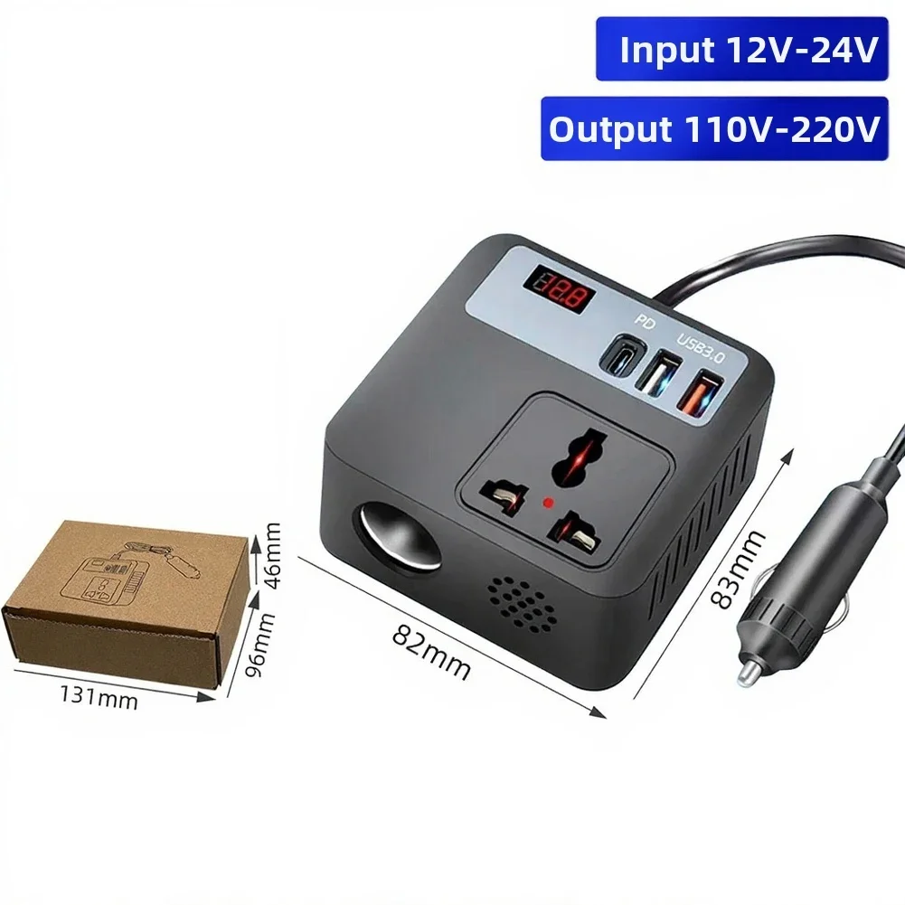 1PCS Car Mounted Power Inverter 12/24v Convert To 220v Car Charger Truck Car Power Intelligent Converter For Various-Plugs