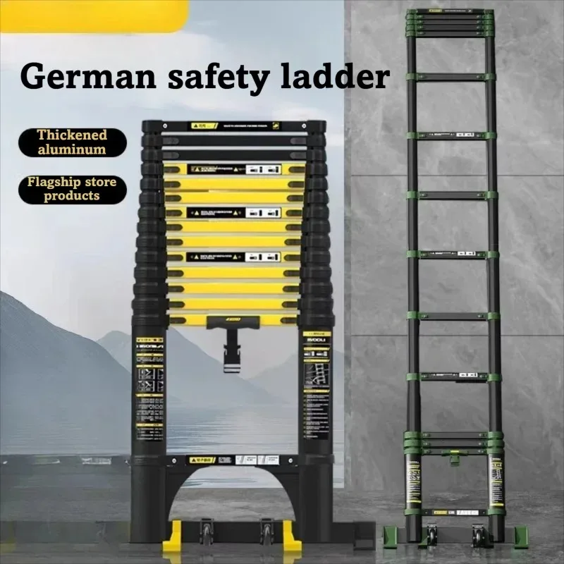 

New High End Aluminum Alloy Telescopic Ladder Thickened Engineering Ladder With Hook Straight Folding Portable Household