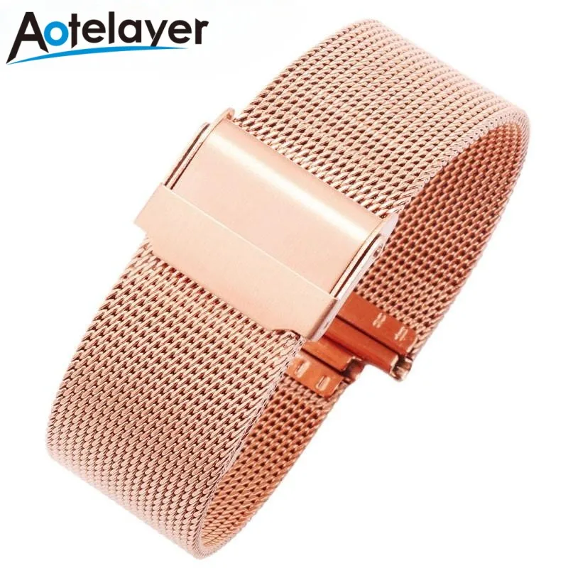 12-24mm Universal Quick Release Watch Band Stainless Steel 0.6 Line Mesh Bands Milanese Strap Watch Bracelet With Tools