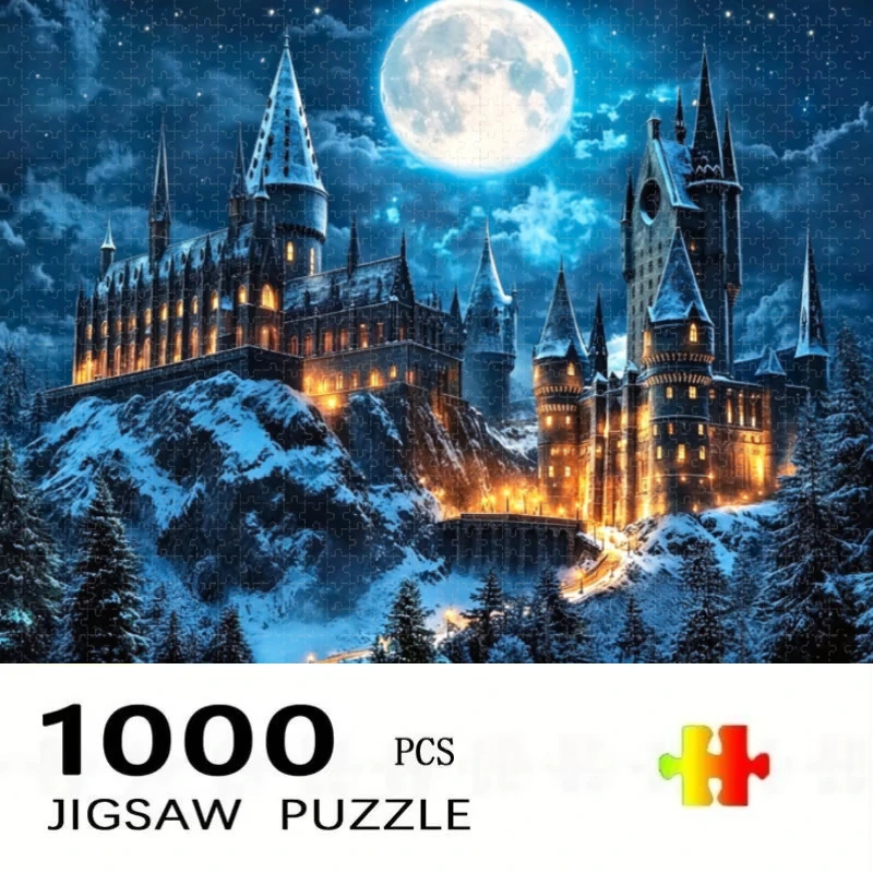 Large Jigsaw Puzzle 500/1000Pieces Winter Snow Magic Castle Puzzles Adult Present Portable Box for Family Games Educational Toys