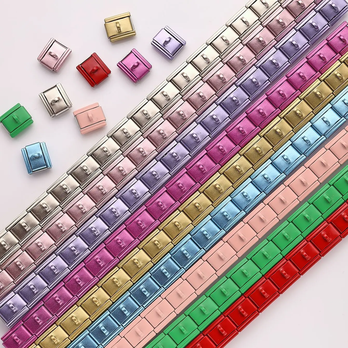 

Wholesale Multifunctional Hanging Italian Charm Link Stainless Steel Bracelet with Hook 10pcs/lot Colorful DIY Making Jewelry