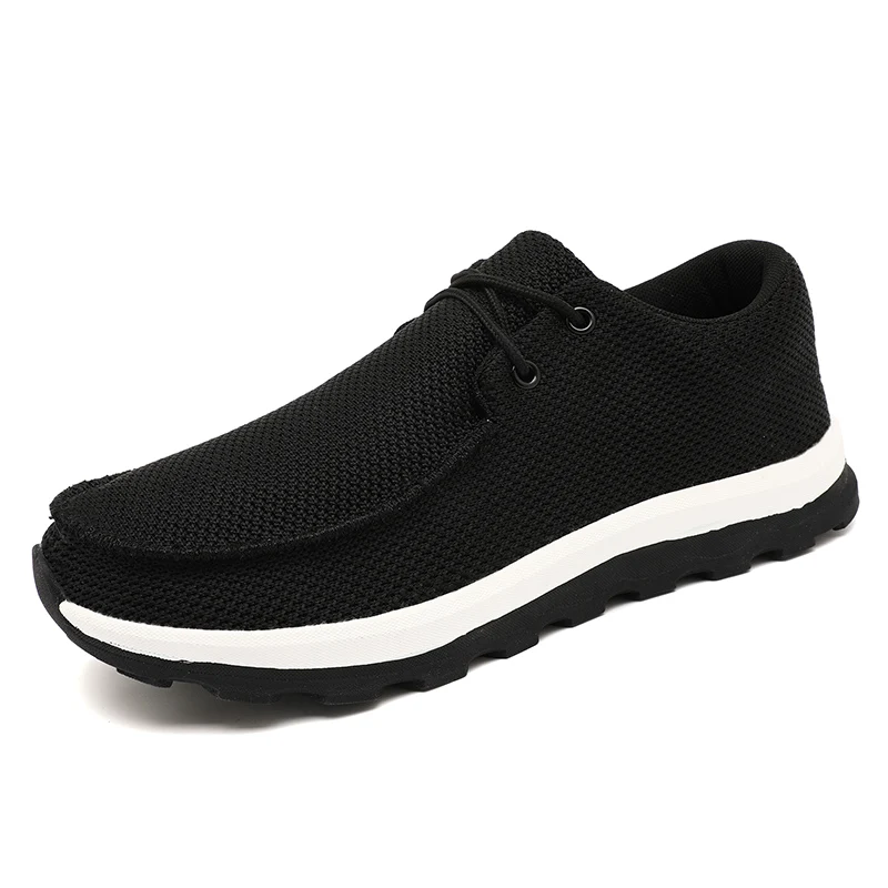 Zapatos informales transpirables para hombre, zapatos vulcanizados ligeros con plataforma para exteriores, mocasines planos de malla suave, zapatillas antideslizantes