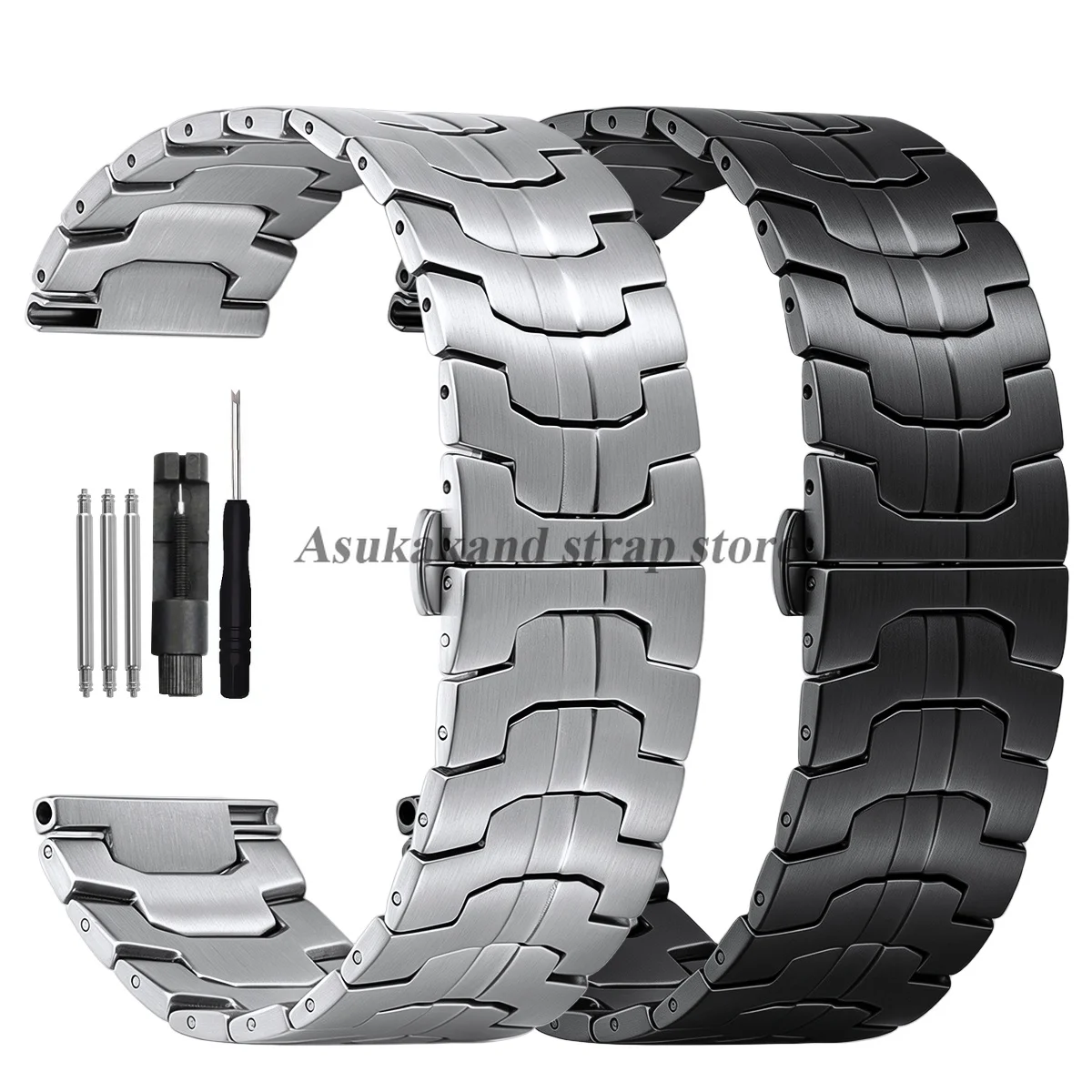 Bracelet de montre en acier inoxydable de 22 mm et 20 mm pour Amazfit Active 2/Bip 3 Pro, bracelet métallique pour Amazfit Bip 5, Unity, Cheetah Pro, Square et Round.