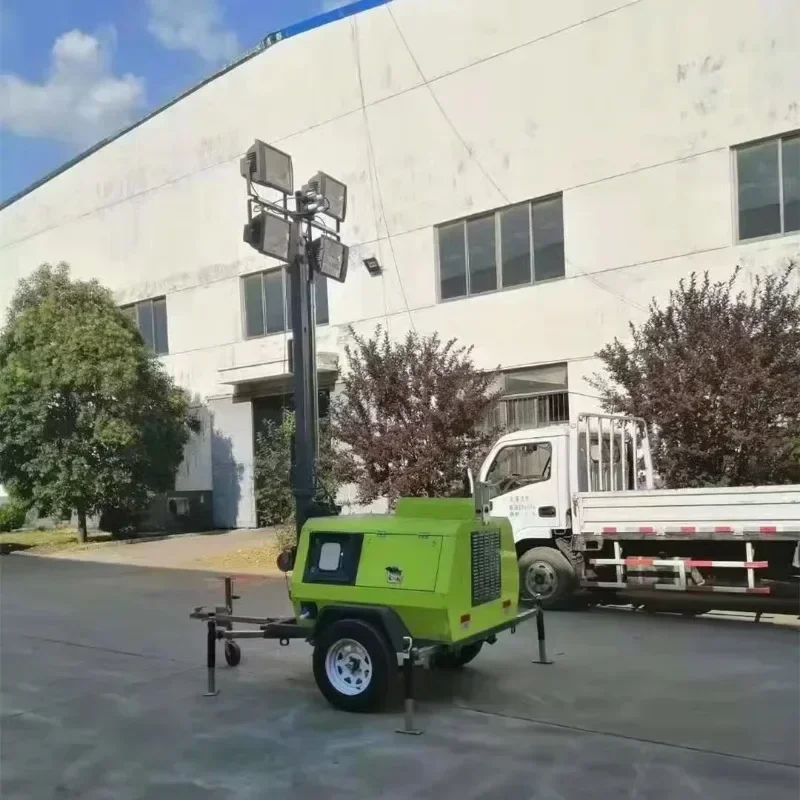 YG Portable Light Tower EURO5 EPA Certified Construction Machinery 5M 7M 9M Portable Trailer Hand-lifting Mobile Lighting Tower