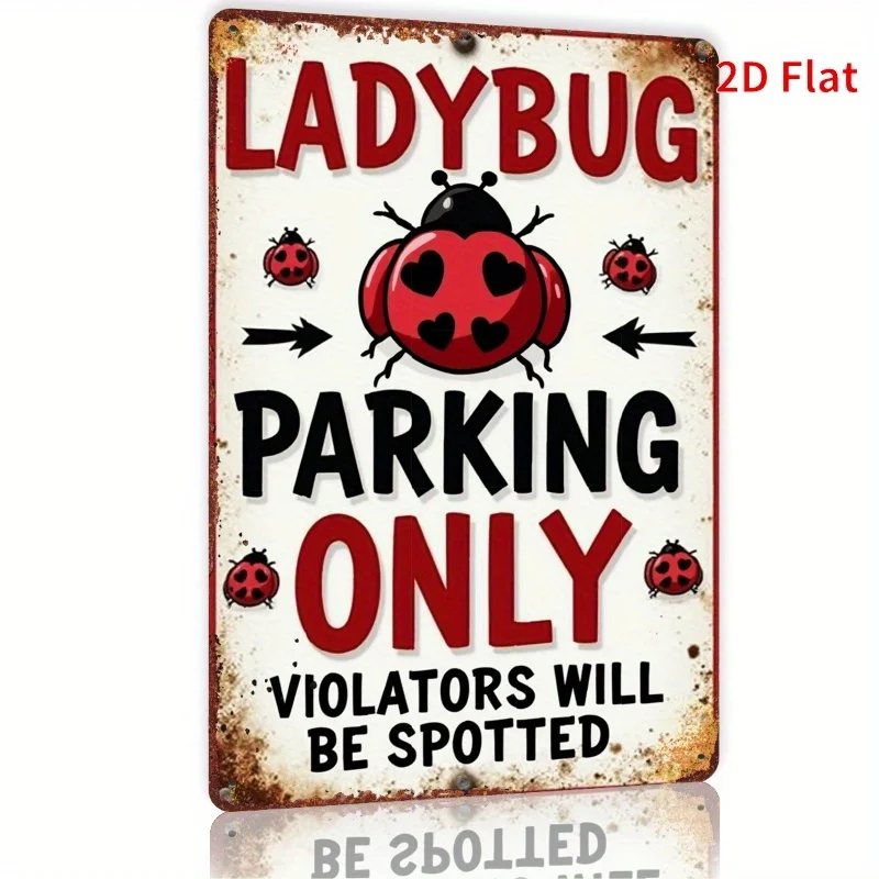 Ladybug-Themed Vintage Metal Wall Art- 