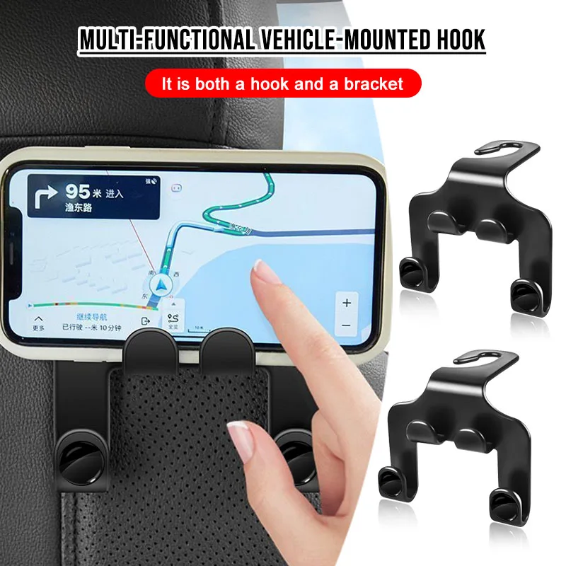 1/2PC Car Seat Headrest Hook 4 Pack Hanger Storage Organizer Universal for Handbag Purse Coat Fit Universal Vehicle Car Stickers