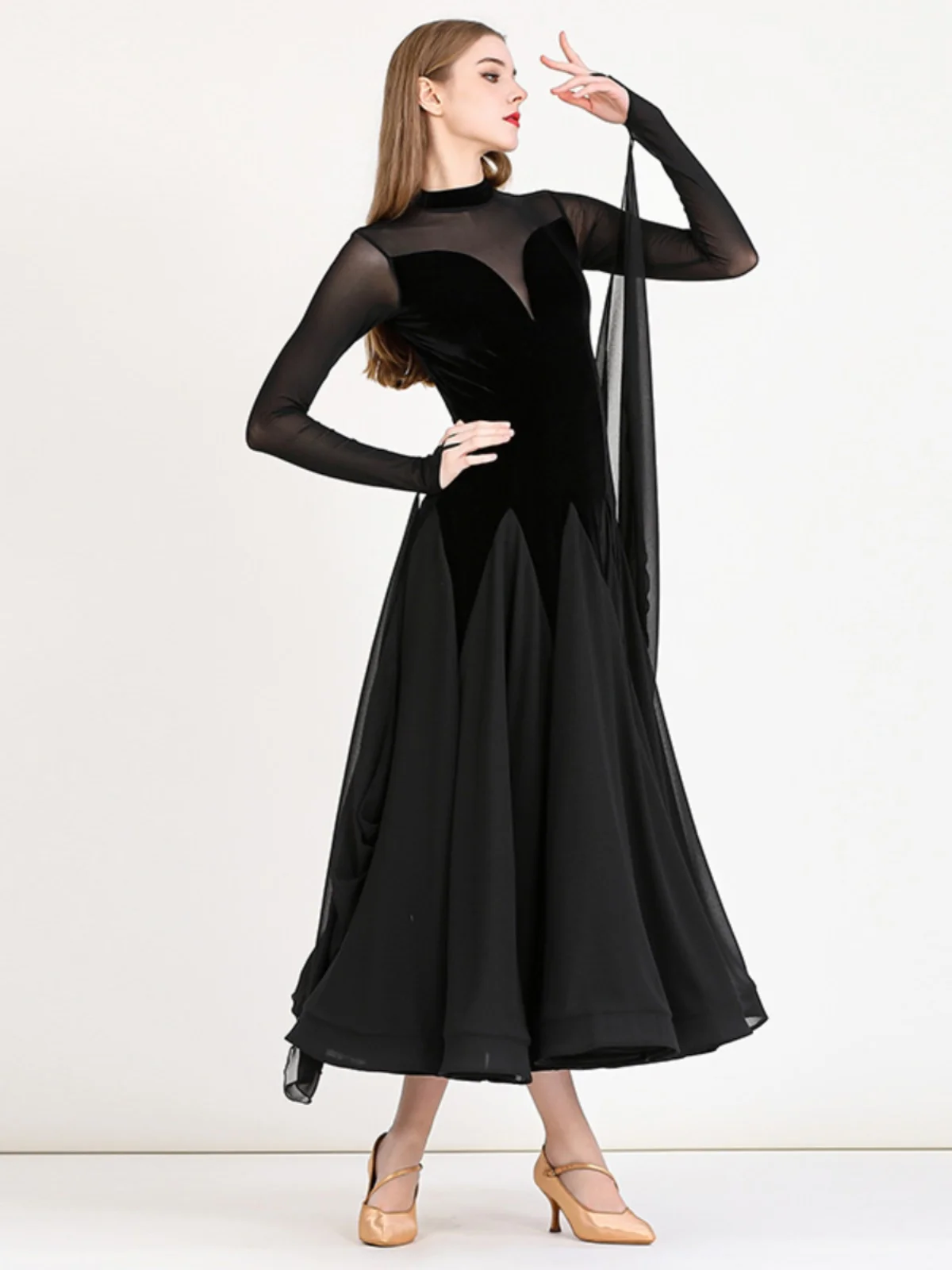 2025 femme adulte robe de danse moderne velours salle de bal danse pratique vêtements pratique vêtements My885