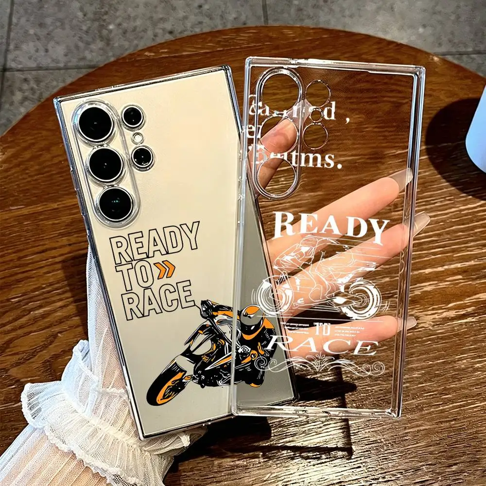 Fashion Ready To Race Phone Case Lightweight Precise Hole Transparent Printed Phone Case For Samsung S25