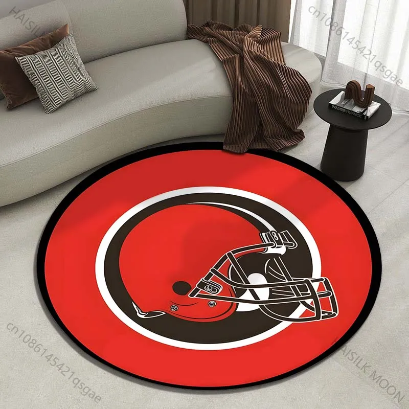 Multiple sizes Red circle football helmet logo Print Round Carpet Living Room Bedroom Table Chair Sofa Decorative Carpet