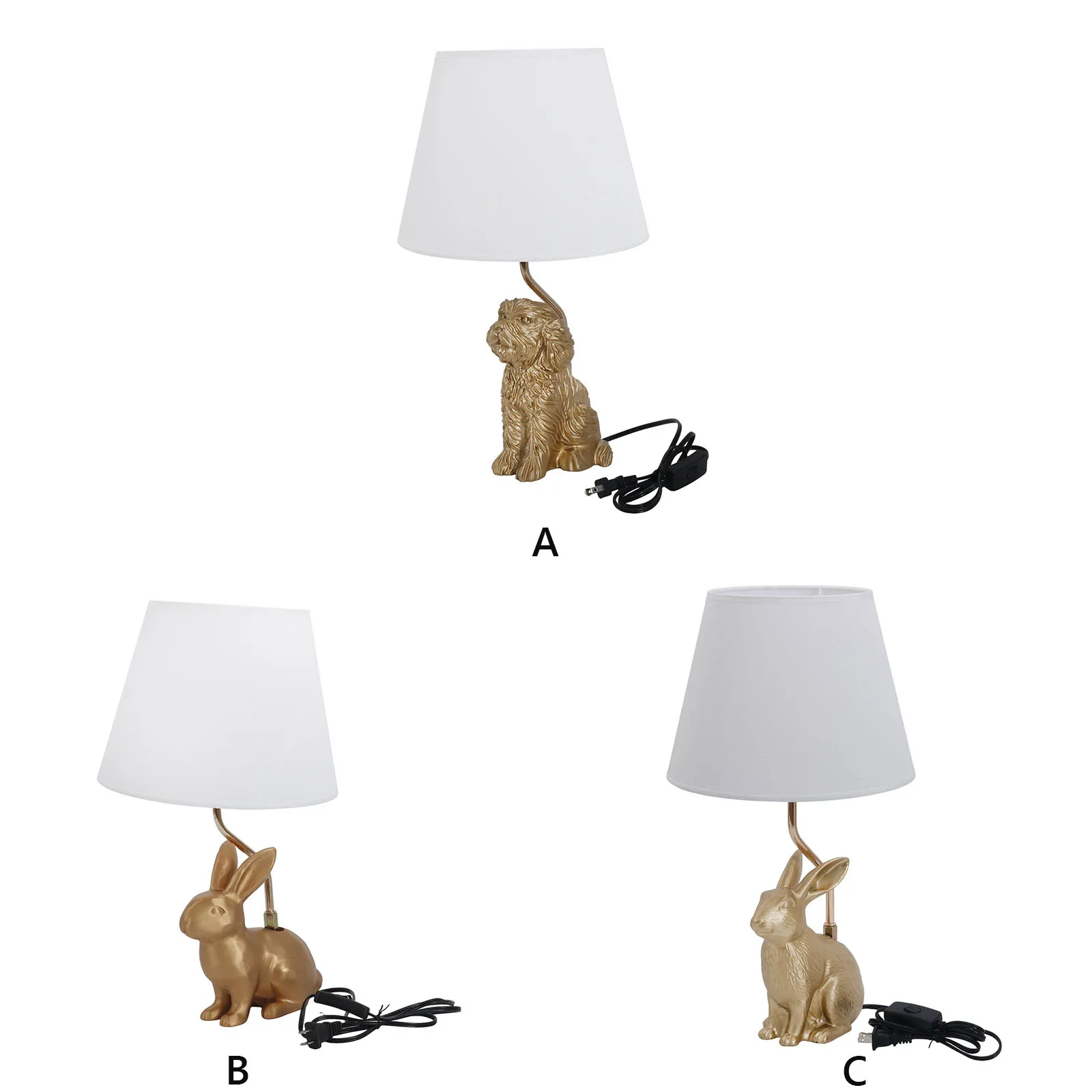 Golden Doodle Lamp with White Linen Shade Animal Table Lamp 17.7inch for Living Room Unique Aesthetic Home Room Decor