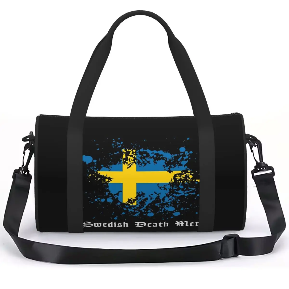 Swedish Death Metal Band Black Heavy Sweden Flag Luggage Bag Multi-Functional Duffle Tote Bag Handbags Gym Bags Fitness