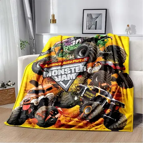 3D Monster Jam Monster Truck Tecknad Flanell Mjuk Pläd Pojkar Sovrum Bäddsoffa Varm Pläd Picknick 10 best sales monsterjam - №2