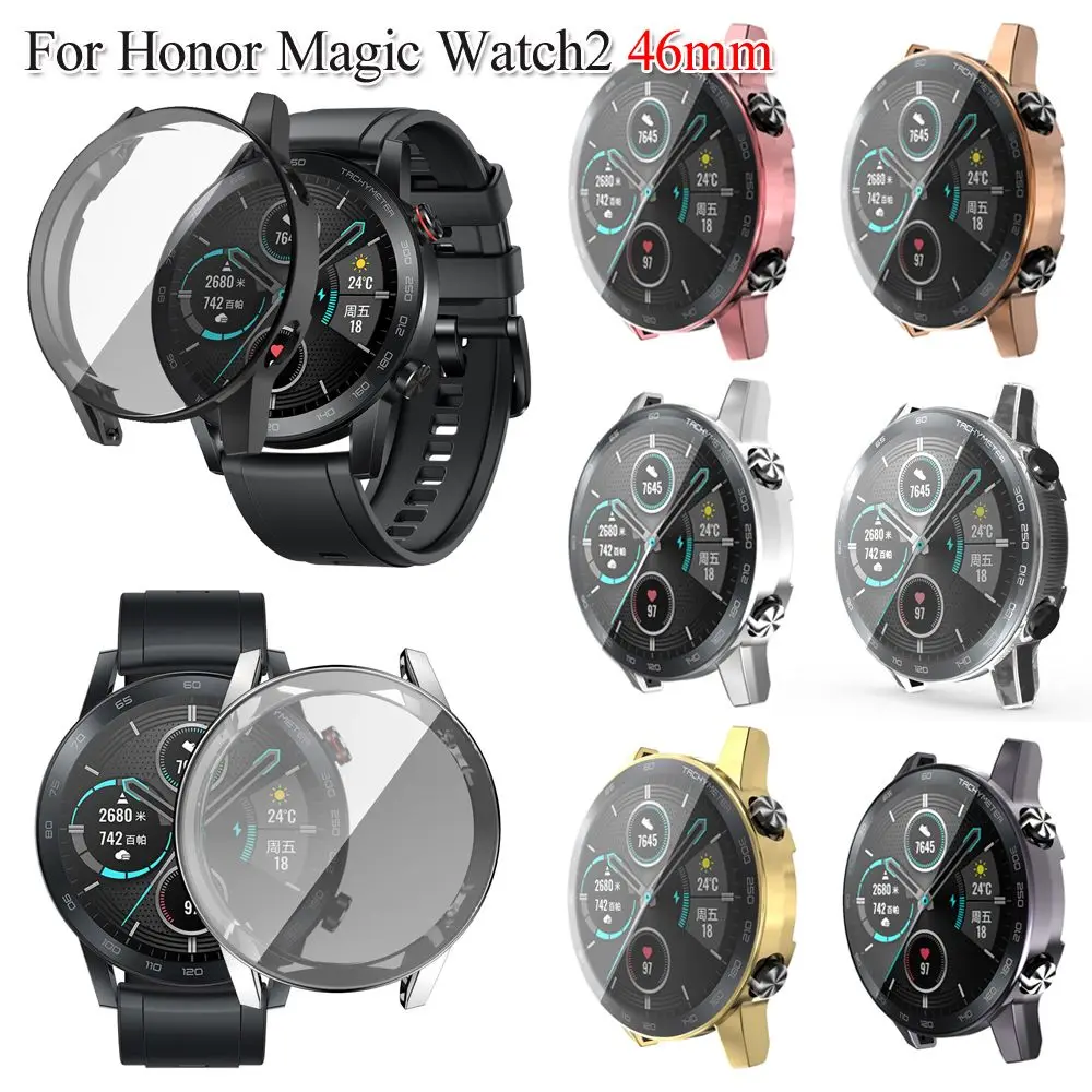 Luxury Smart Watch Accessories Soft 360 Full Cover Plating TPU Watch Case Screen Protector For Honor Magic Watch 2 46mm