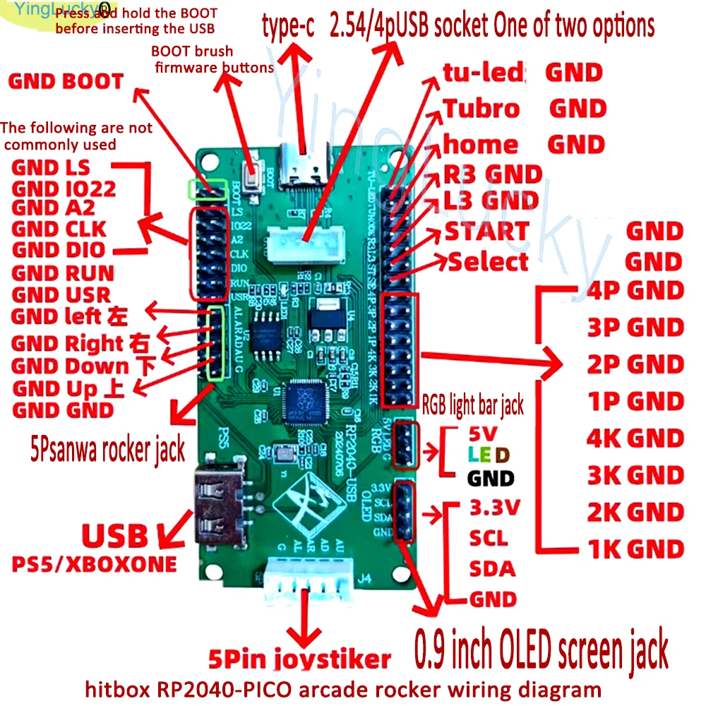 Joystick Hitbox Raspberry Pi PICO Development Board Hitbox Controller supports Xboxone ps5 USB Zero Delay Arcade Diy kit