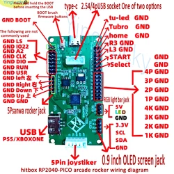 Joystick Hitbox Raspberry Pi PICO płytka rozwojowa kontroler Hitbox obsługuje Xbox One ps5 USB Zero Delay Arcade zestaw do majsterkowania