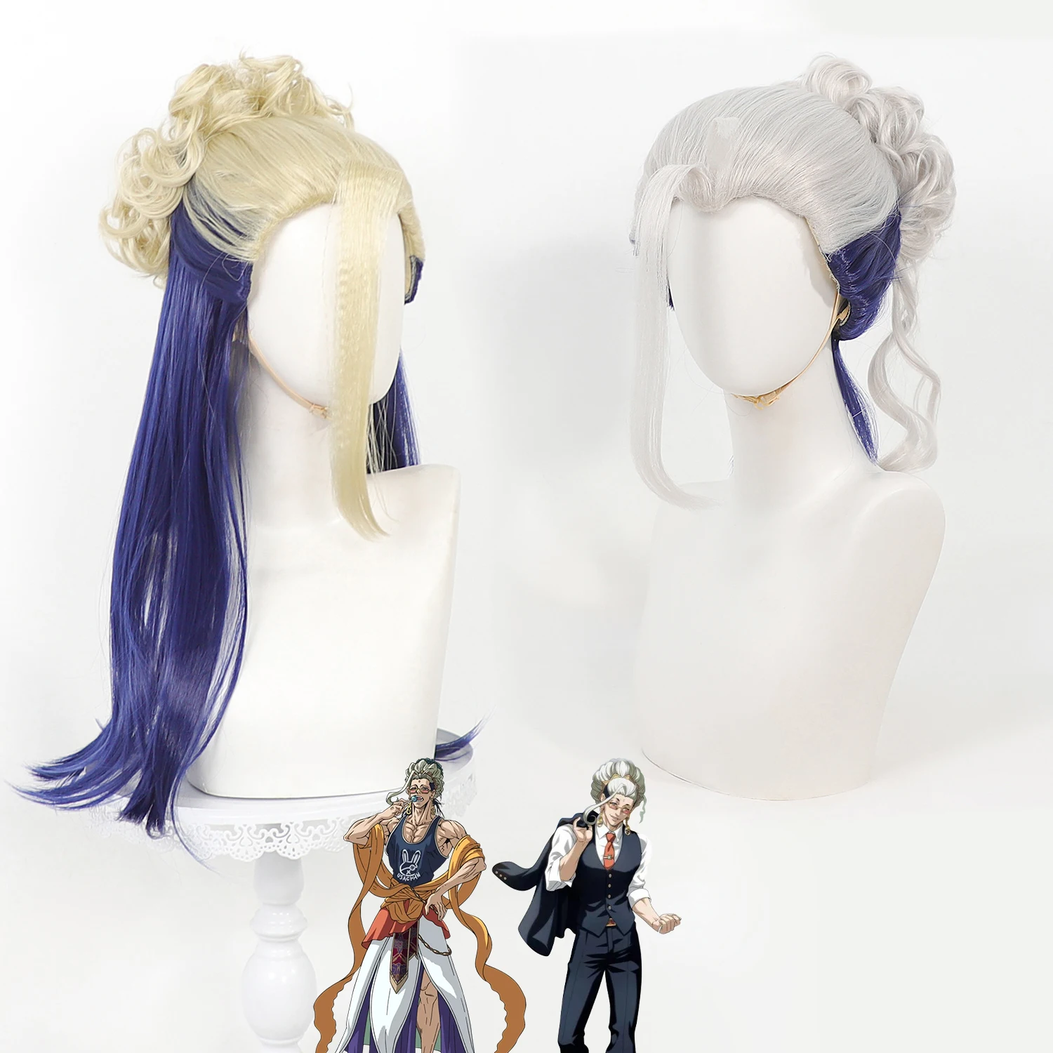 Anime Record of Ragnarok Shaka Cos Wig Beauty Hairline Detachable Bun Two Tone Long Synthetic Hair Cosplay Wig For Carnival Cos