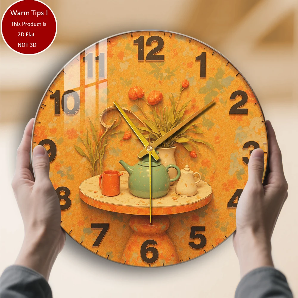 

Настенные часы из закаленного стекла, настольный чайник, банка с цветами, подходит для декора стен или настольного дисплея в любом месте