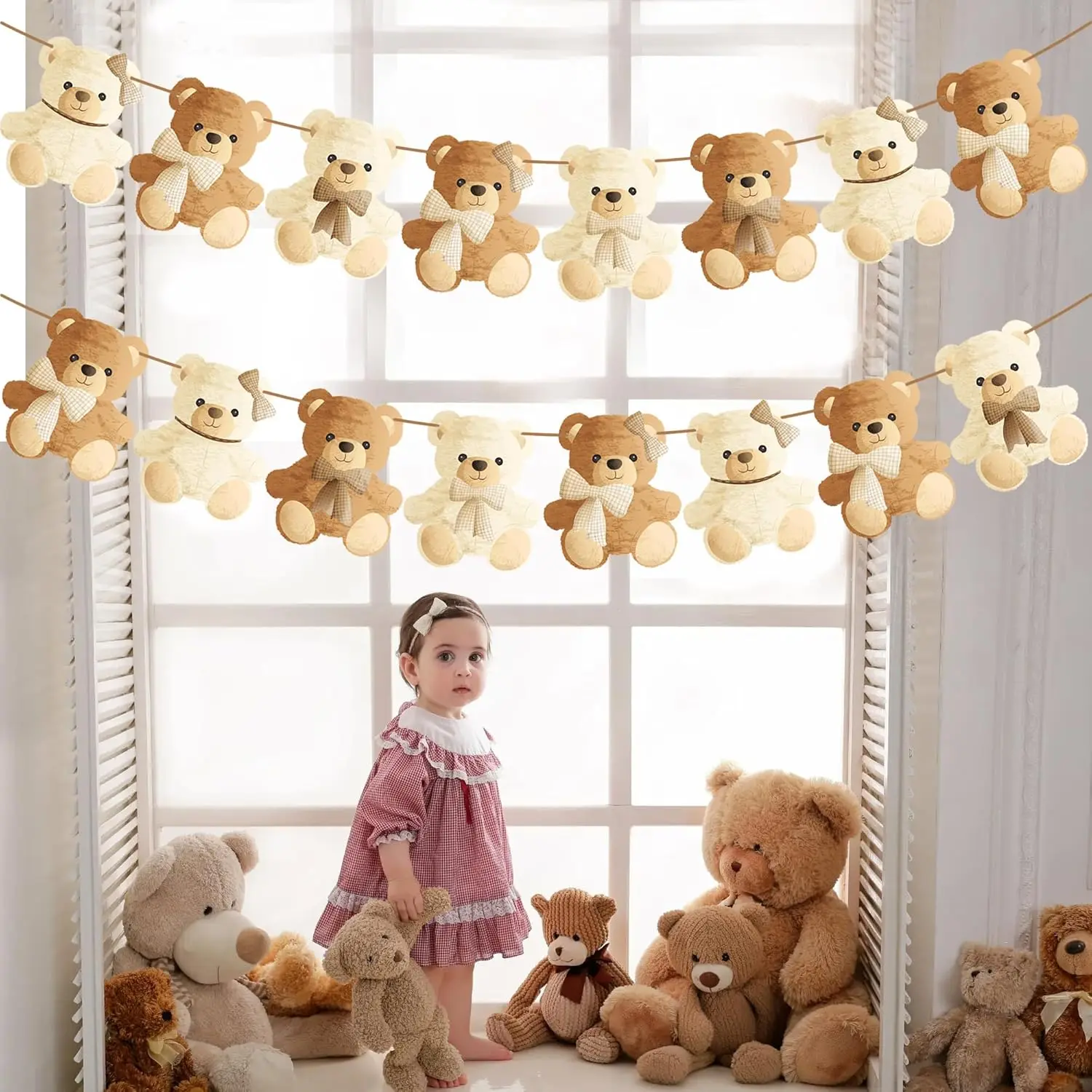 Wir Können Es Fast Nicht Erwarten Baby-Shower Banner & Girlanden-Dekorationen - Teddybär-Thema für Gender-Reveal-Party – Detail 2