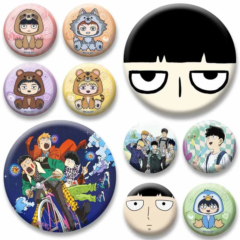 Arataka Reigen Ritsu Shigeo Kageyama Cartoon Brooch Anime Mob P-Psycho 100 Lapel Pins Cosplay Badges Bag Clothes Shoes Ornaments