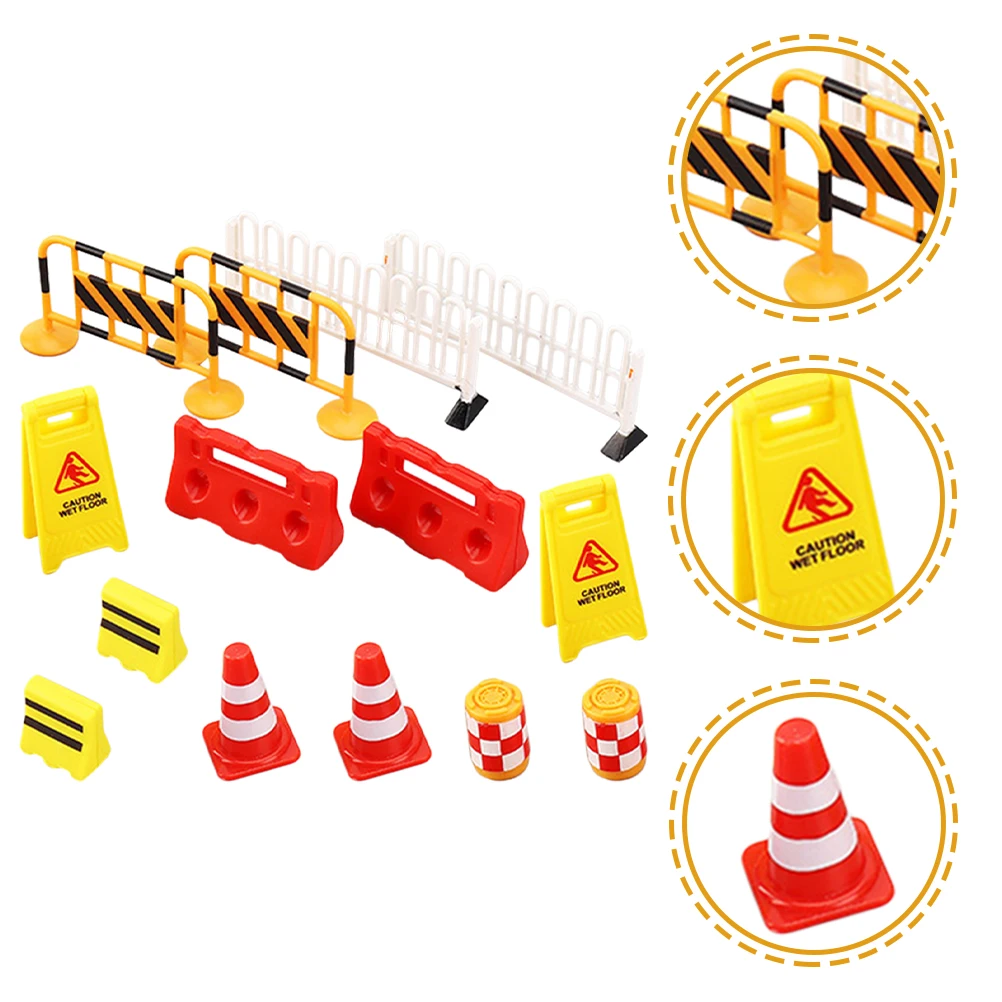 14Pcs Traffic Cones Toy Traffic Barricade Outdoor Playset Toy Plastic Road Street Outdoor Playset Toys for Kids Boys Girls