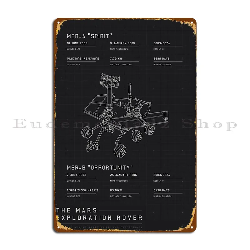 Mars Rover Blueprint Metal Sign Decoration Print Painting Cinema Mural Tin Sign Poster