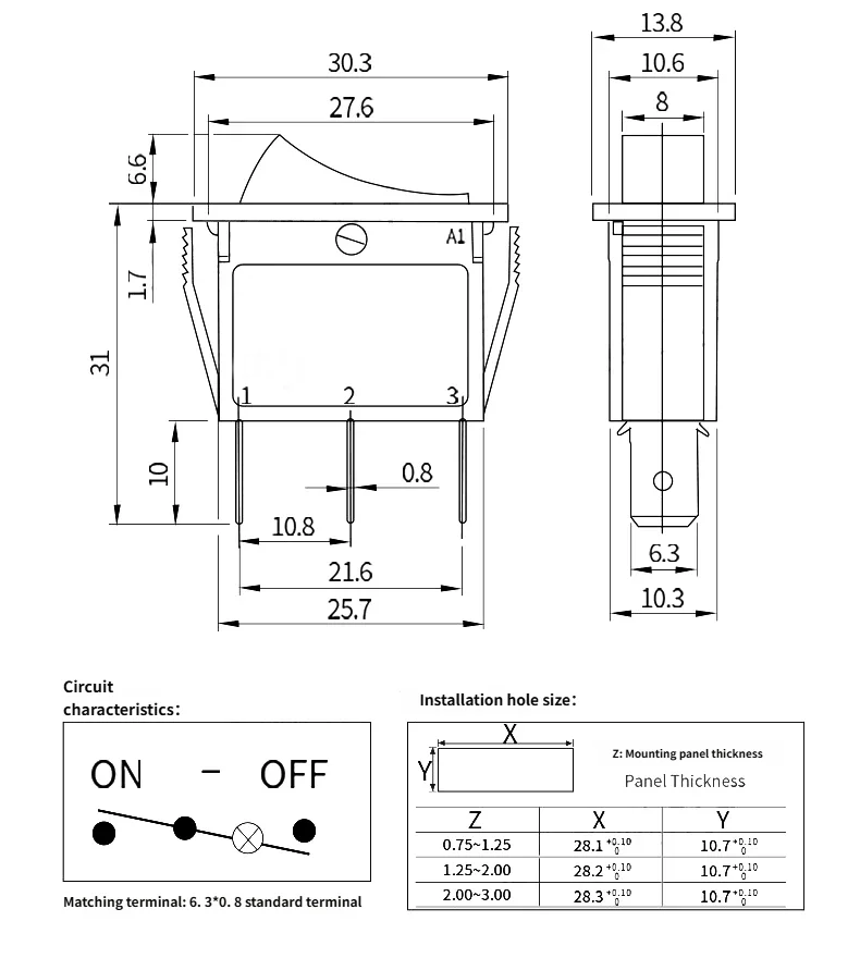 KCD3 Rocker Switch for Electric Stove, Rice Cooker, Household Appliances, Electronic Scale, Rocker Lever
