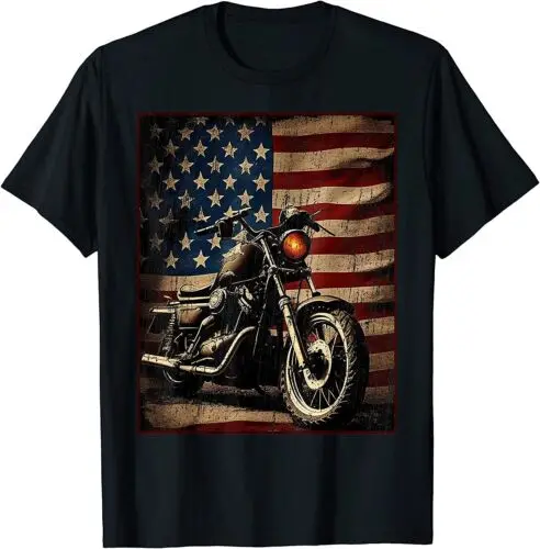 Neues limitiertes Motorrad USA Flagge Retro Biker T-Shirt