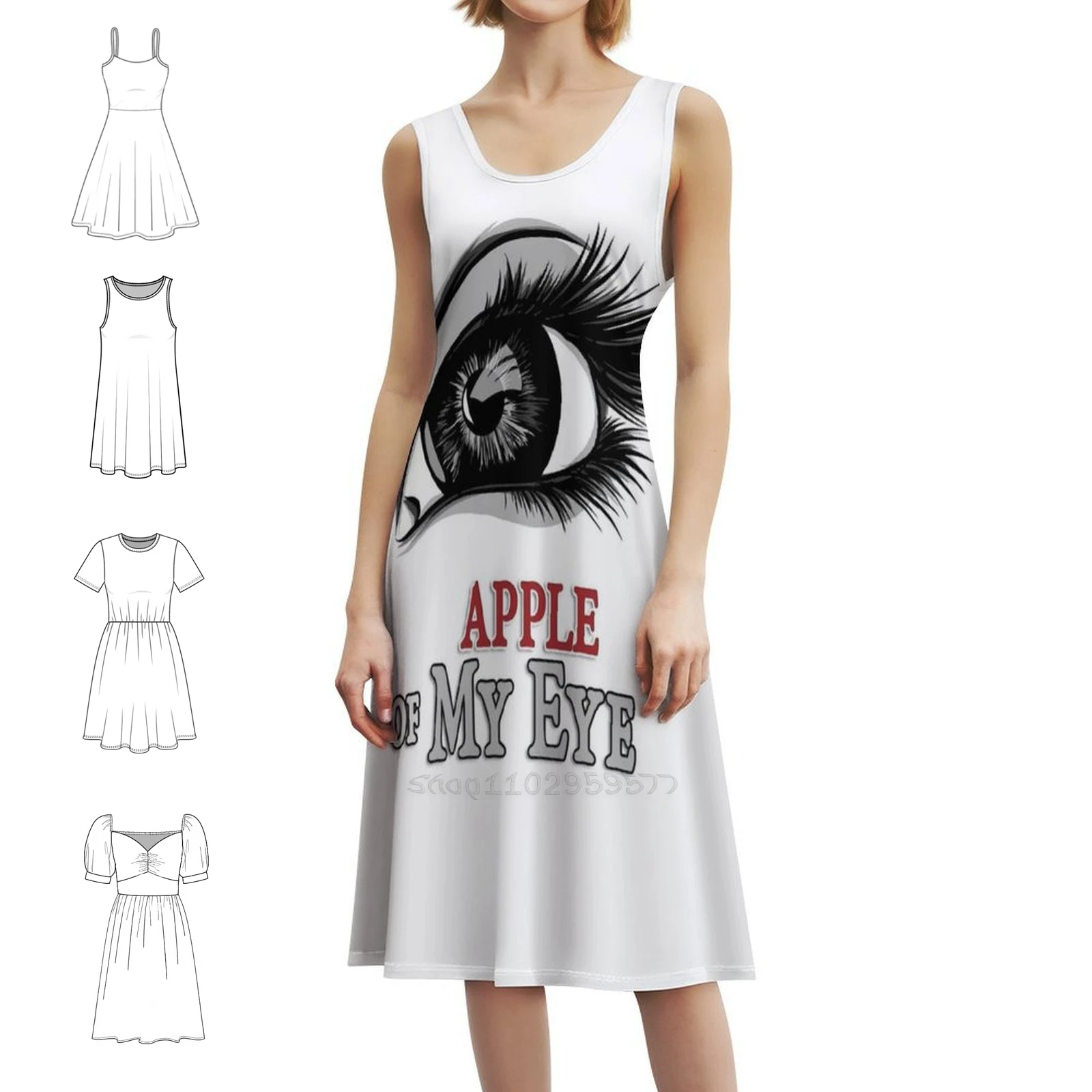 من عيني عيون جميلة الرموش الفن المرأة الهيب هوب الشارع الشهير فستان جرافيك طباعة ملابس نادي الحفلات من عيني تطبيق عيني