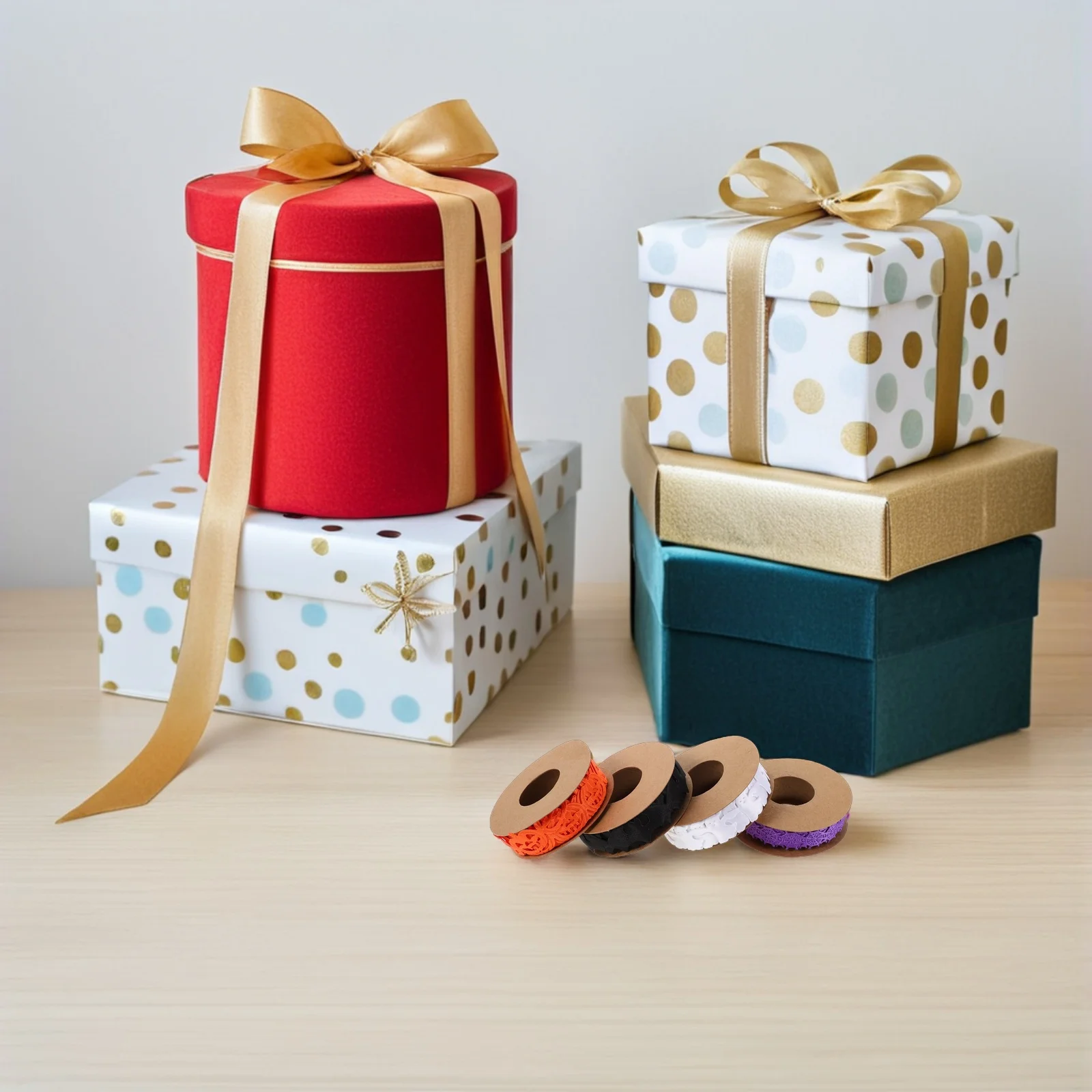 

4Pcs Halloween Craft Ribbon Set Thin Ghost Bat Pumpkin Spiderweb Decorative Ribbon for Party Home Decor Gift Wrap