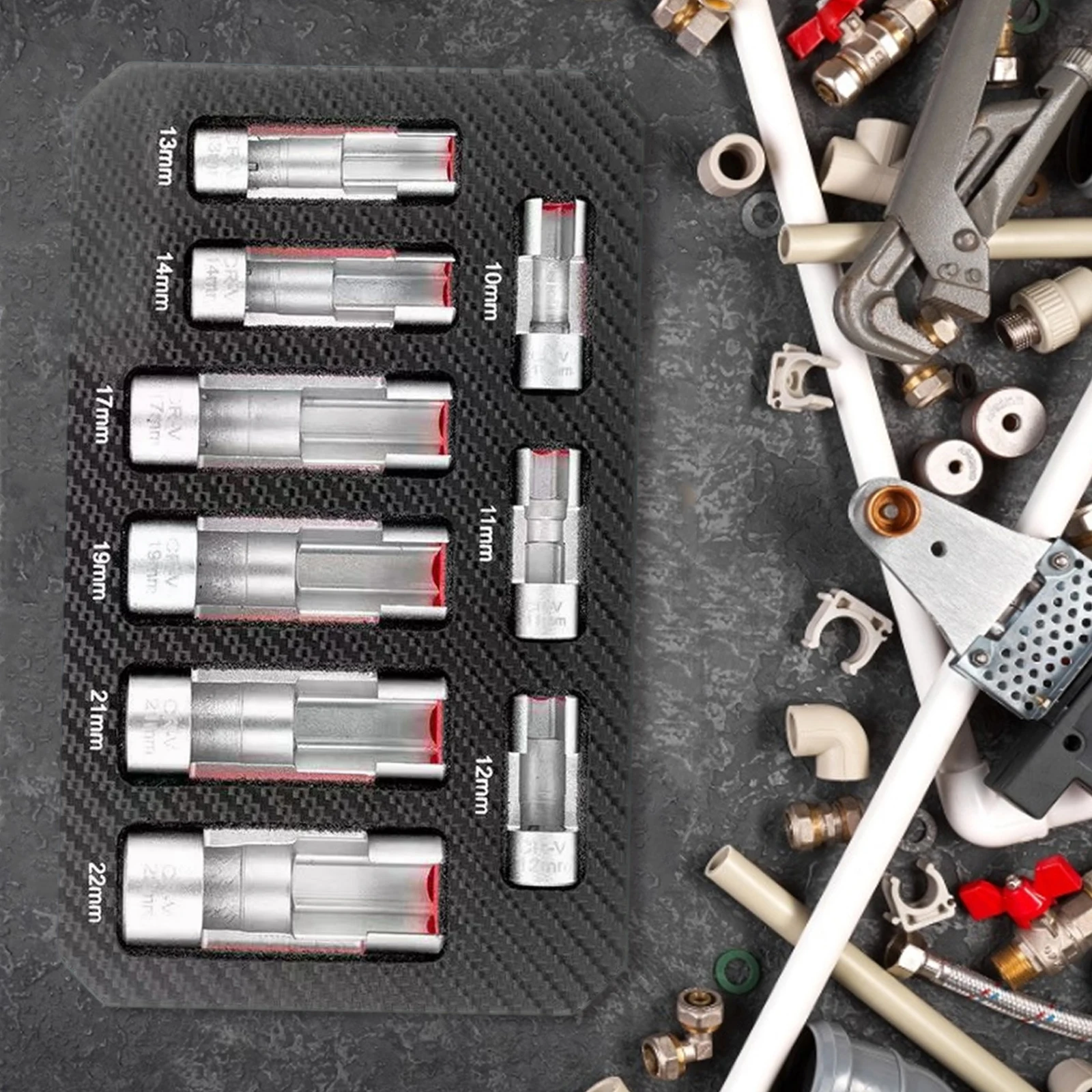 

9 Pieces Oil Pipe Car Wrench Removal Tool Kit Oil Pressure Sending Unit Removal Kit Oxygen Sensor Socket Set for Vehicle