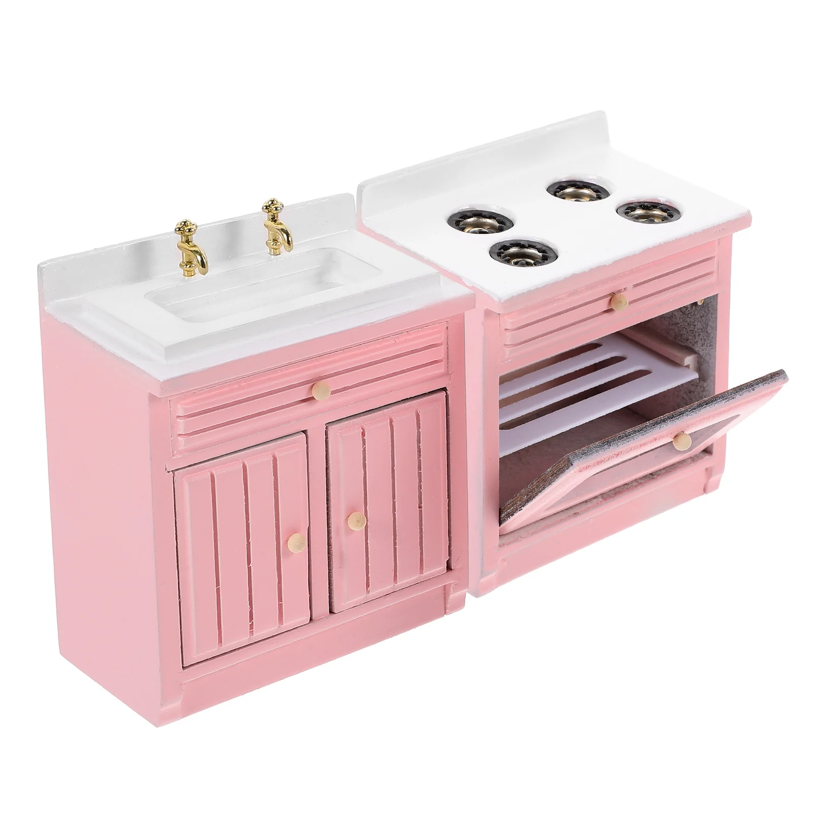 Mini accesorios de cocina, lavabo para el hogar, escena, modelo de muebles para fregadero, juego de miniaturas, estufa de cocina