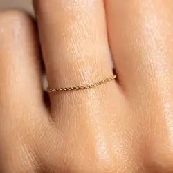 Delicate Dainy Girl Women Finger Jewelry Gold Plated Thin 925 Sterling Silver Chain Ring