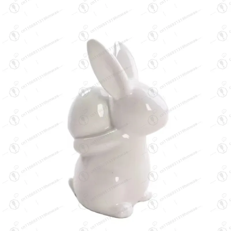 

Easter Bunny Ceramic Rabbit Egg Statue Porcelain Animal Model Angel Foreign Trade Home Decoration Creative Design