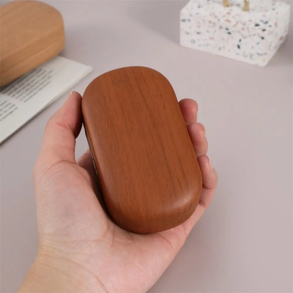 Dual Compartment Contact Lens Case Wood Grain Myopia Companion Portable Lens Case Compact Size Lens Storage Box Daily Bag Use