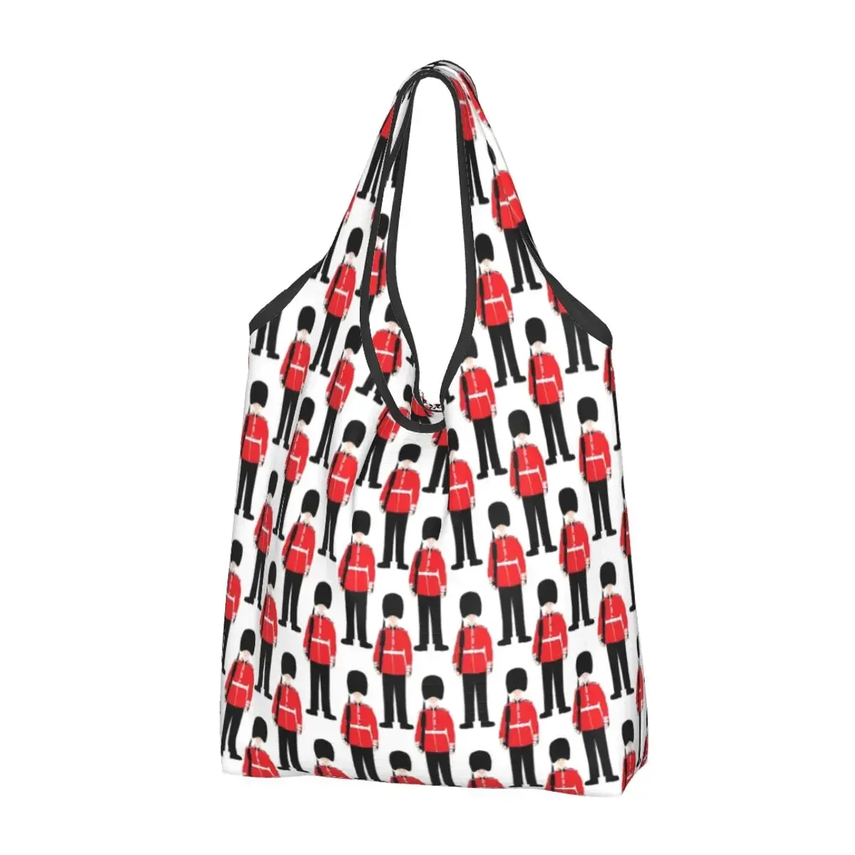 Cute Printed British Soldiers Shopping Tote Bags Portable Shoulder Shopper England London Handbag