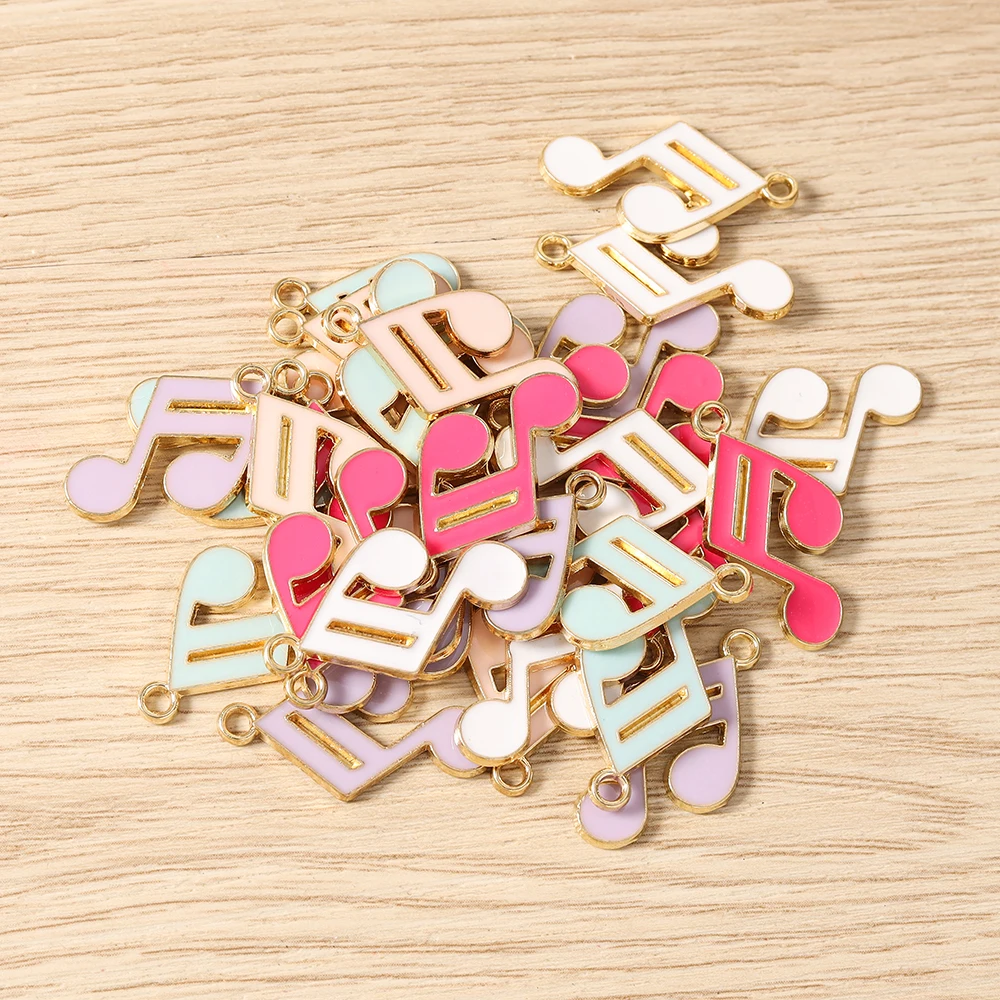 Tusember 20 Stück Bunte 15*21mm Kawaii Emaille Niedliche Musiknoten-Anhänger für Handgemachte Ohrringe, Halsketten, Schmuckherstellung, DIY-Zubehör – Detail 1